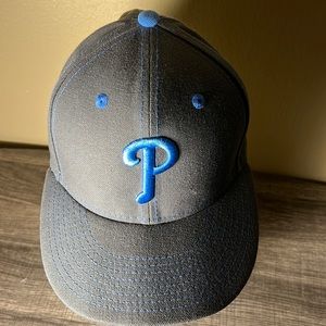 MLB New Era Men’s Phillies Blue on Gray Fitted 6Panel Hat Color Gray Size 7 1/8